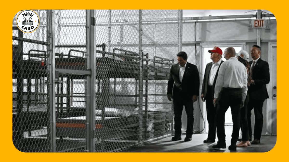 Trump inaugura centro de detención rodeado de caimanes