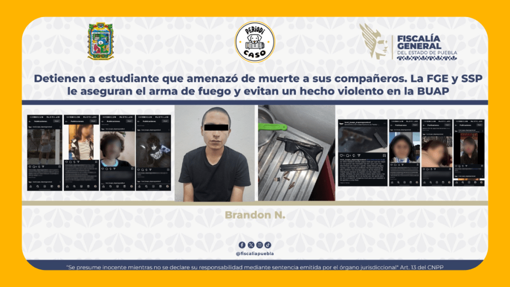 Detienen a presunto responsable de amenazas contra la BUAP en Puebla