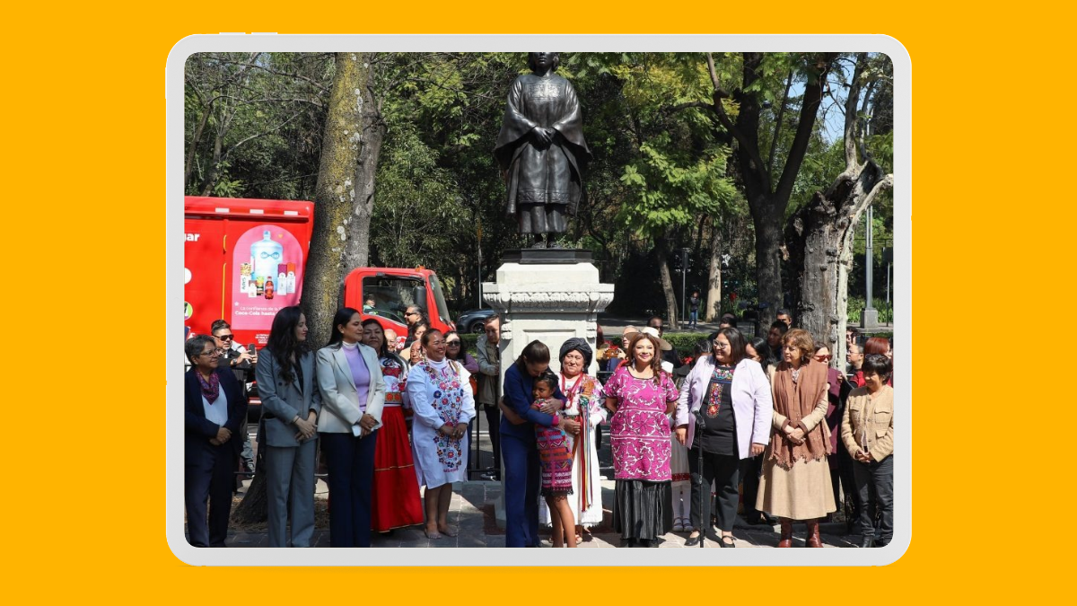 Sheinbaum devela esculturas de mujeres ancestras en Paseo de la Reforma